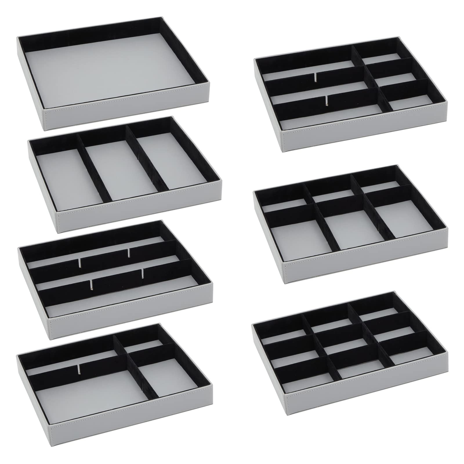 Juvale Set of 2 Gray Faux Leather Valet Trays for Men - Customizable Key & Wallet Organizer, Watch Catch All Tray, Nightstand Drawer Organizer - Perfect for Entryway Table, Dresser Top & Bedside Storage (2 Shapes)