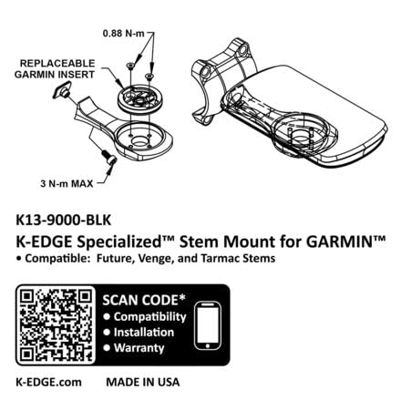 K-Edge Future Bike Computer Mount for Specialized Stems & Handlebars - Compatible with Garmin GPS Devices - Perfect for Road Cycling, Mountain Biking & Indoor Training
