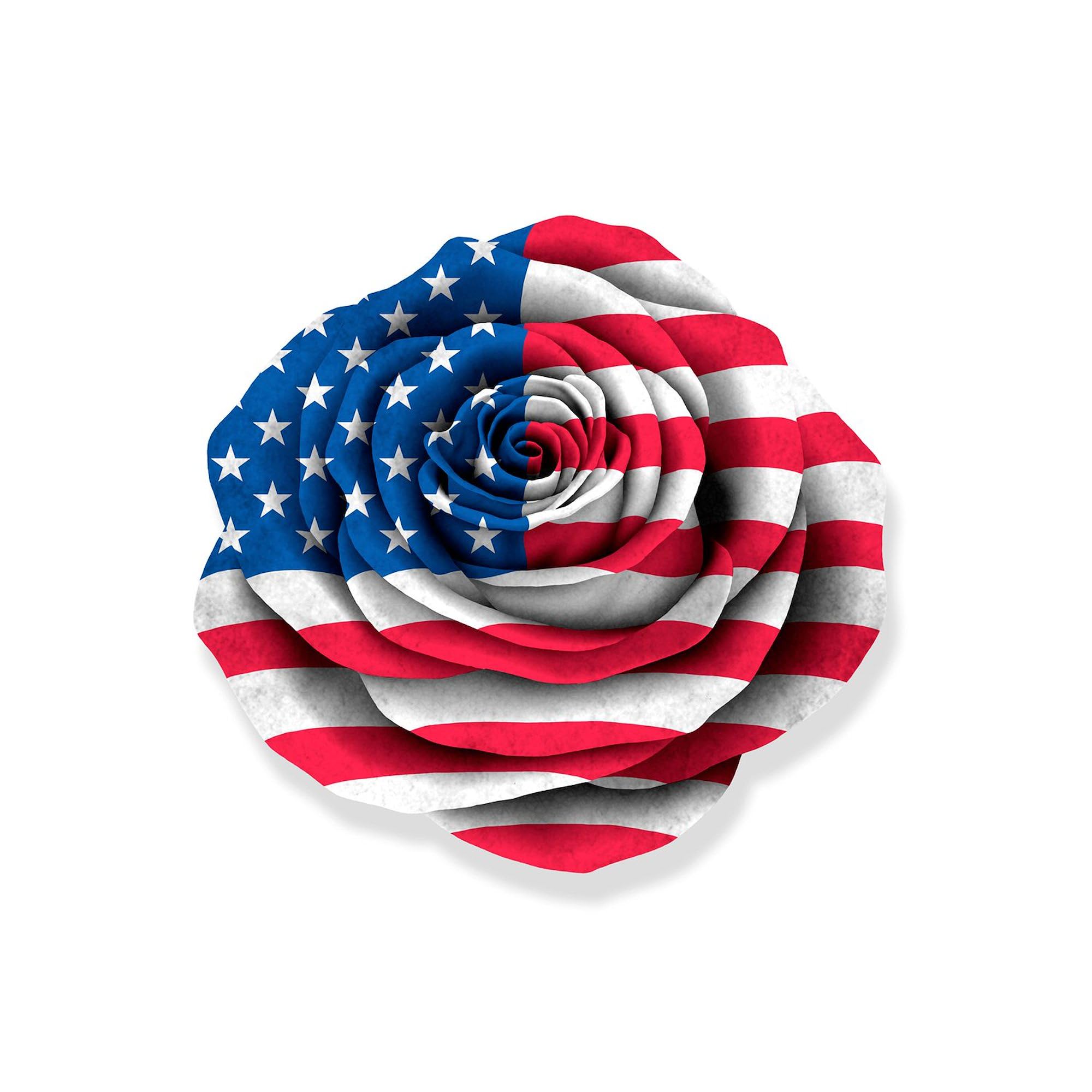 American Rose Flag White Square Bumper Sticker - Patriotic Car Decal for Windows, Laptops & Vehicles | CafePress