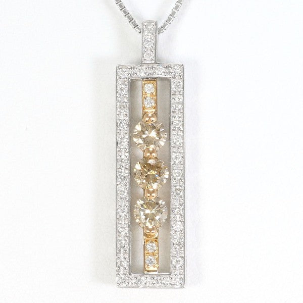 18K White Gold & Pink Gold Brown Diamond Necklace for Women - Elegant Luxury Jewelry Gift for Anniversary, Wedding & Special Occasions