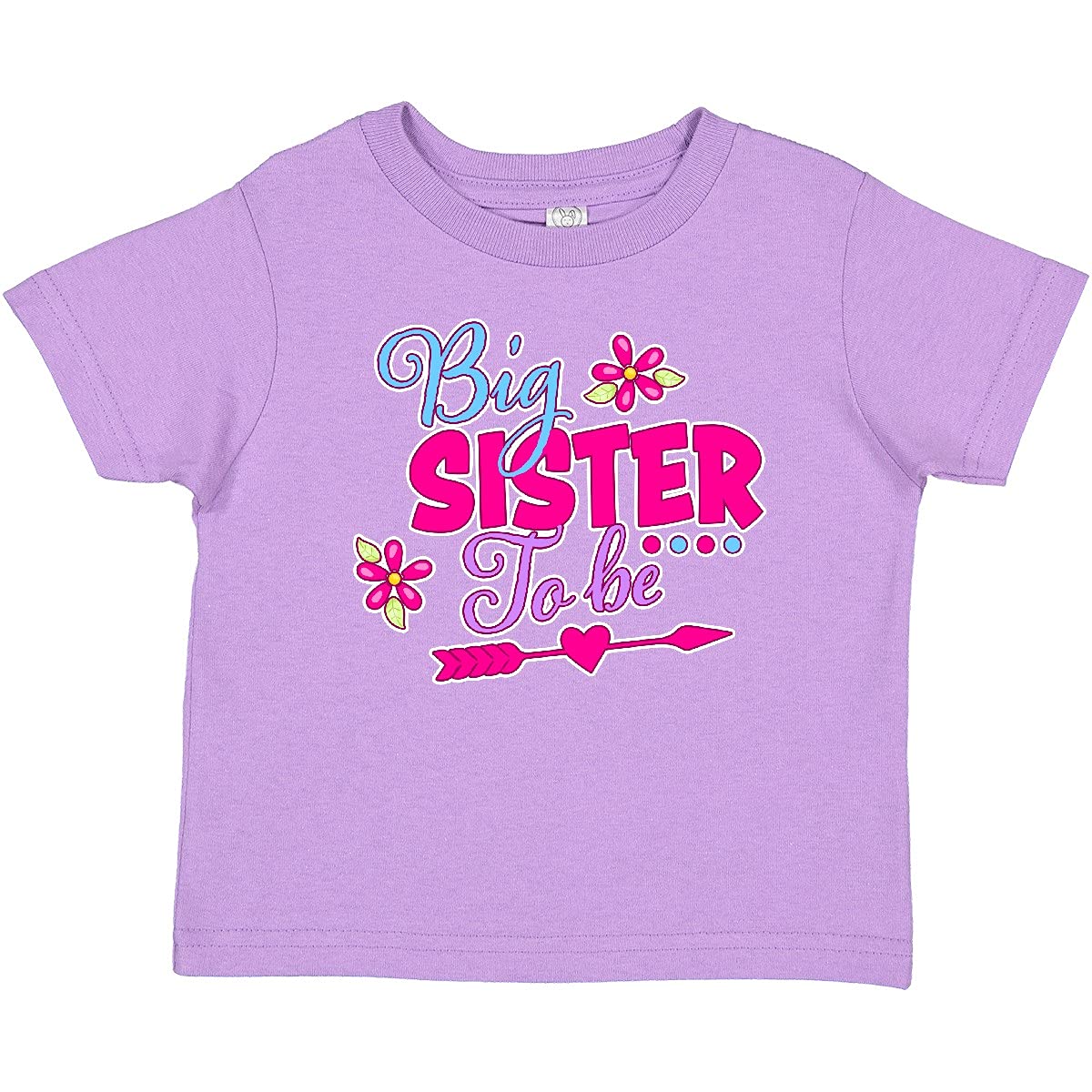 Inktastic Big Sister to Be with Flowers and Arrow Baby T-Shirt - Cute Pregnancy Announcement & Sibling Gift for Newborns
