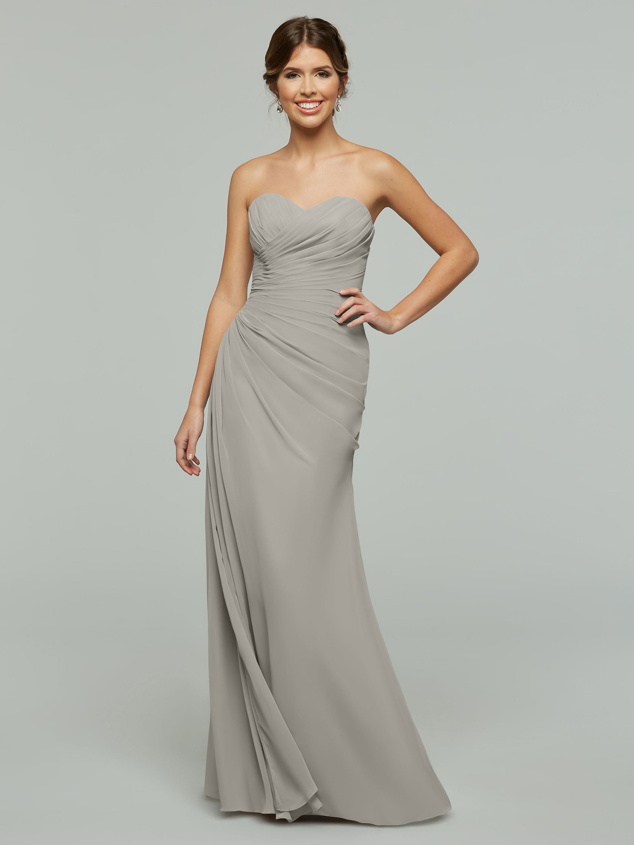 Elegant Strapless Sweetheart Chiffon Bridesmaid Dress with Ruching - Perfect for Weddings, Formal Events & Special Occasions