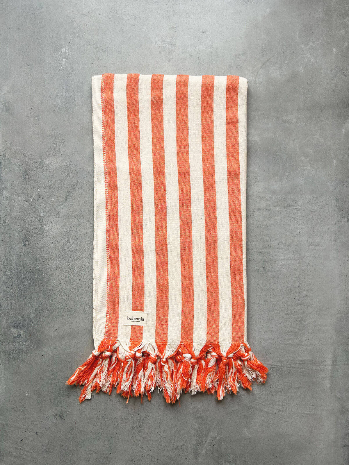Brighton Striped Hammam Towel - Soft & Absorbent Turkish Bath Towel in Vibrant Orange - Perfect for Beach, Pool, Spa & Yoga