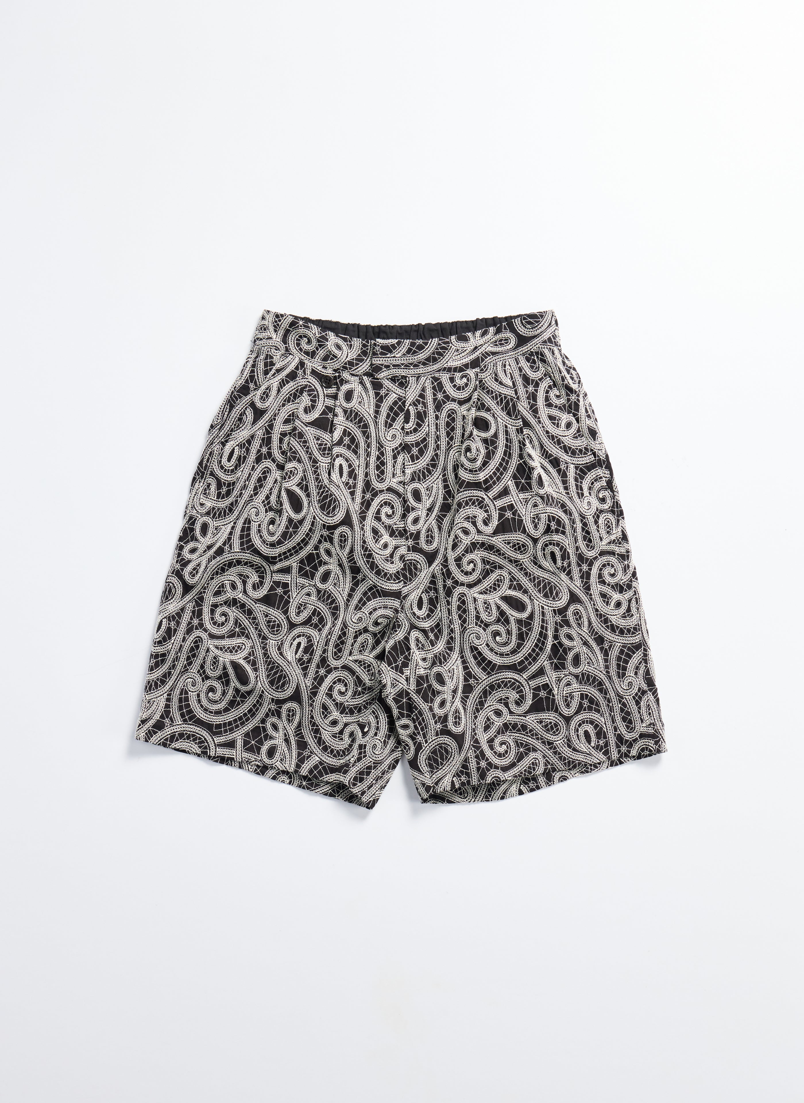 **Cotton Embroidery Paisley Double Pleat Shorts for Women - Boho Summer Casual Shorts with Comfortable Fit - Perfect for Beach, Travel, and Everyday Wear**