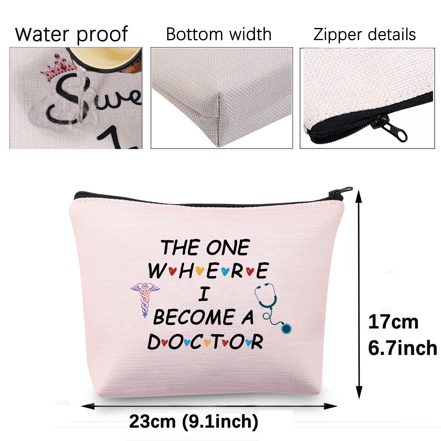 Premium Doctor Graduation Gift Makeup Bag - 'The One Where I Become a Doctor' Cosmetic Pouch for Medical Students & New Doctors | Perfect for Clinical Rotations, Hospital Shifts & Daily Use