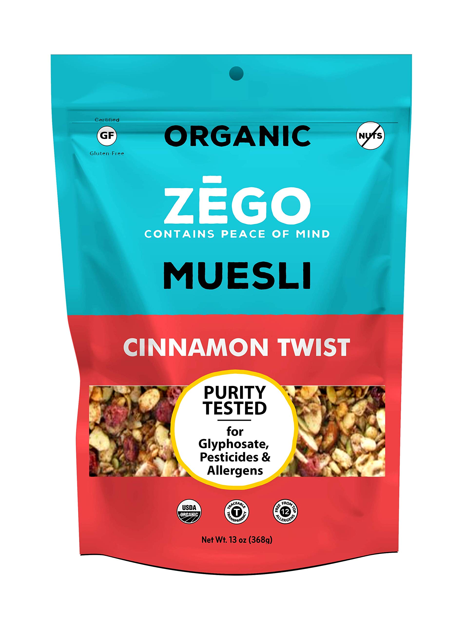 Organic Superfood Oatmeal & Muesli - Gluten Free Certified, Cinnamon Flavor, 13oz | Healthy Breakfast, Vegan Snack, Energy Boost for Active Lifestyles