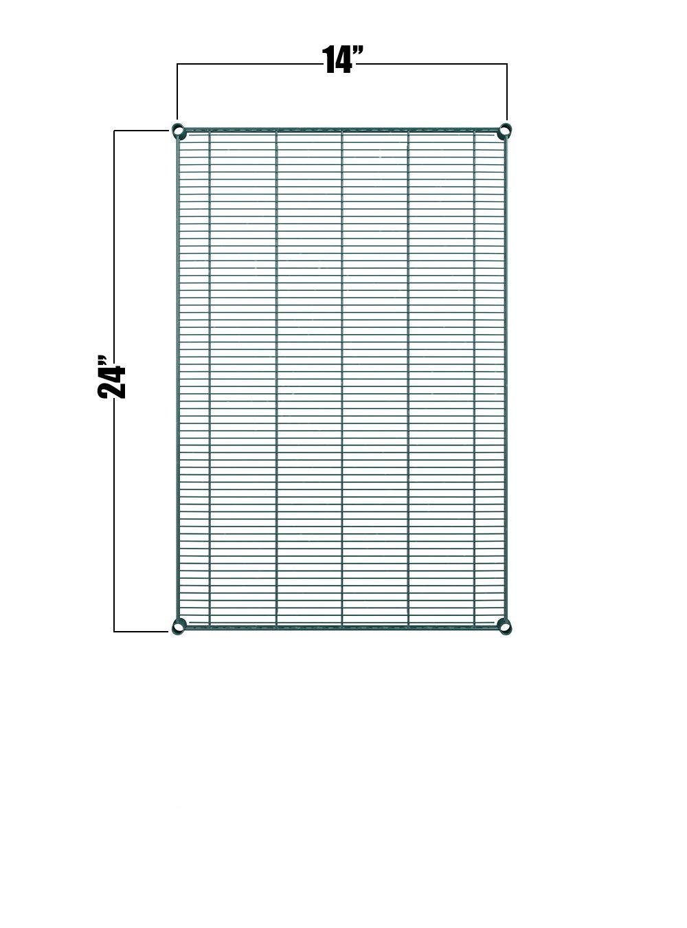2-Pack Green Epoxy Wire Shelves - 14