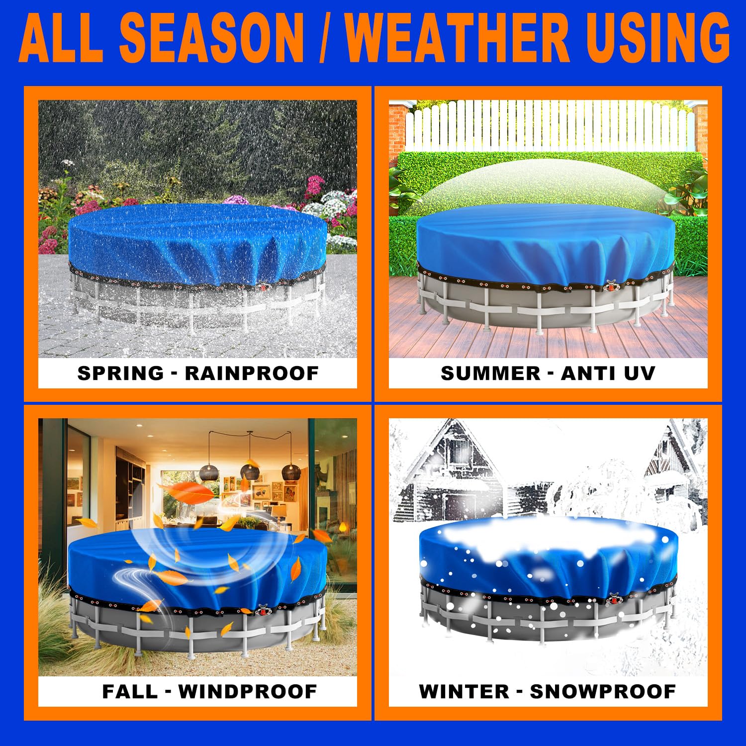 24FT Round Winter Pool Cover for Above Ground Pools - Heavy Duty Durable PE Material, Cold-Resistant & UV Protection - Extreme Weather Protection with Winch and Cable Kit - Perfect for Winterizing and Protecting Your Pool from Leaves, Debris, and Harsh Weather Conditions