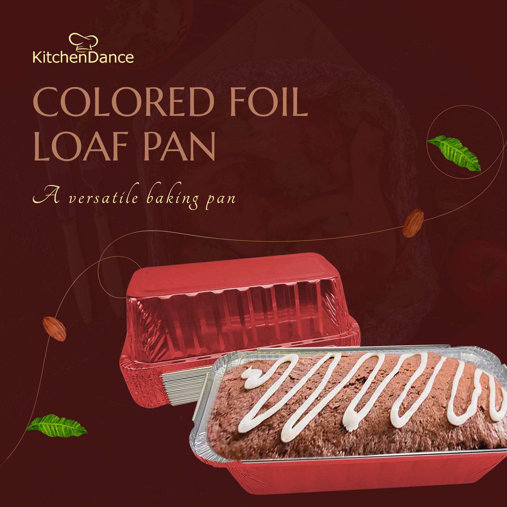 KitchenDance Disposable Aluminum Loaf Pan with Plastic Lids - 2 Pound Capacity, Red (Pack of 1850) - Perfect for Baking, Meal Prep, and Food Storage