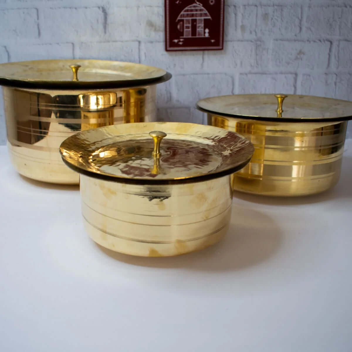 Premium Brass Patila (Topia Chatti Bhagona Pots) - Traditional Indian Cooking Pot for Biryani, Curry & Rice - Perfect for Stovetop & Outdoor Cooking