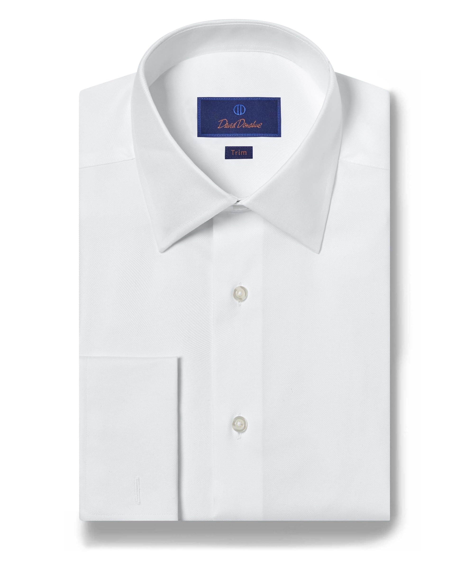 Premium Men's Trim Fit Cotton Micro Birdseye French Cuff Dress Shirt - White | Formal Business Attire & Wedding Occasions