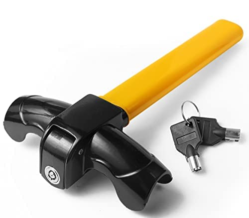 Universal Heavy Duty Anti-Theft Steering Wheel Lock for Cars - Yellow Auto Security Travel Lock (HuiFaCai-lock001) | Perfect for Parking Protection & Vehicle Security During Travel