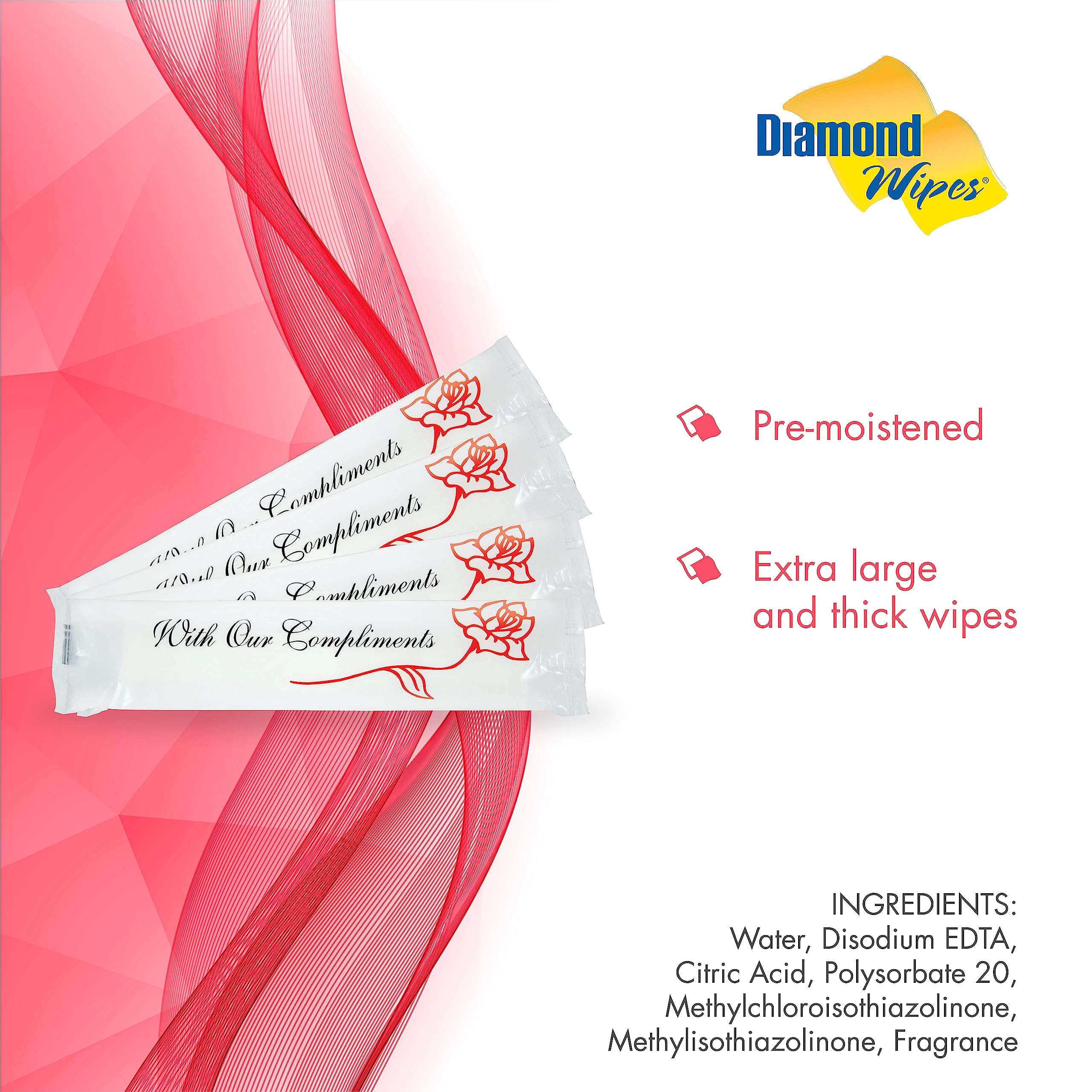 Premium Diamond Wipes Pre-Moistened Hand Wipes - 1000 Individually Wrapped, Extra Thick Lemon Scented Wet Wipes (10