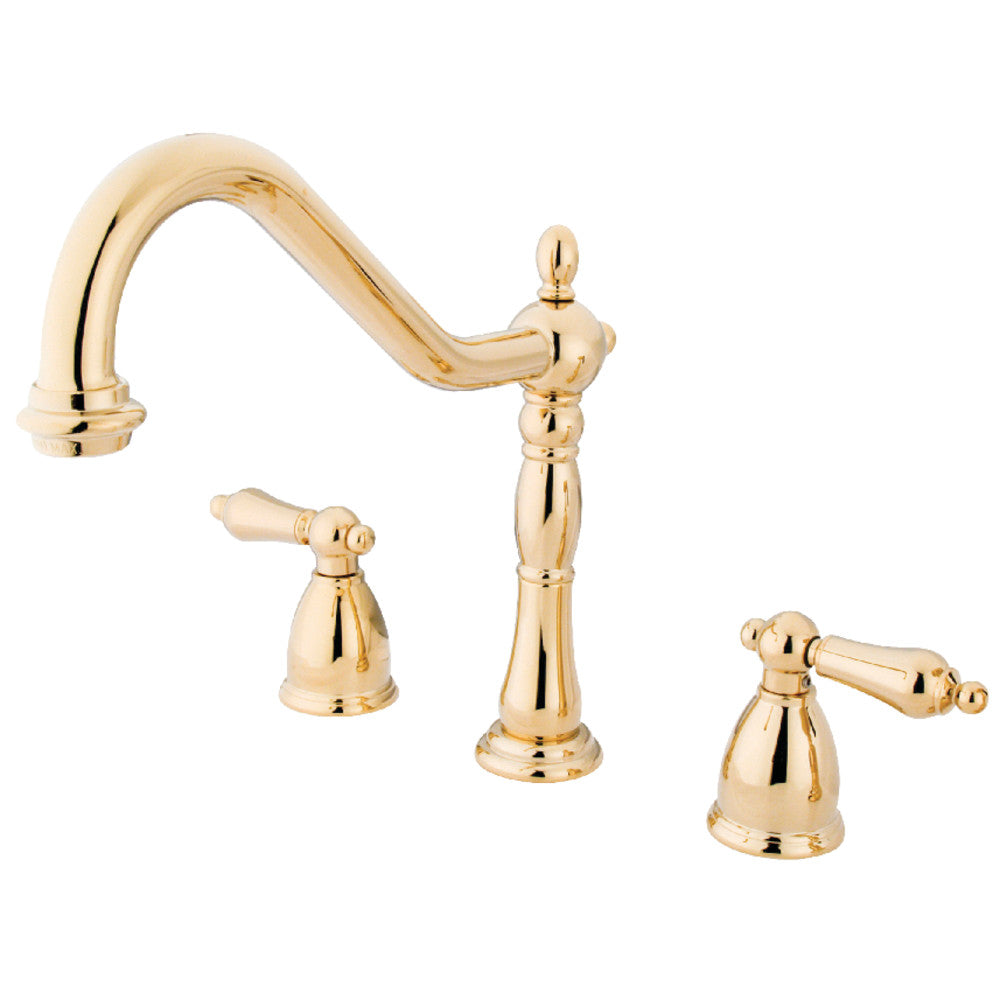 Kingston Brass KB1791ALLS Widespread Kitchen Faucet - Modern 3-Hole Mount Stainless Steel Sink Faucet with High Arc Spout for Home & Commercial Kitchens