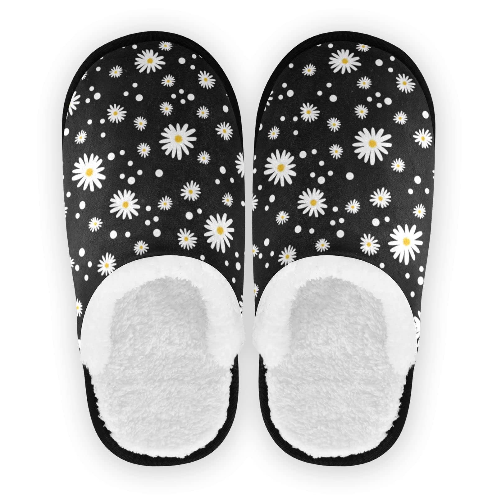 Vozoza Memory Foam Slippers for Women & Men - Non-Slip Indoor/Outdoor House Shoes with Daisy Design - Perfect for Home, Travel, Spa & Relaxation