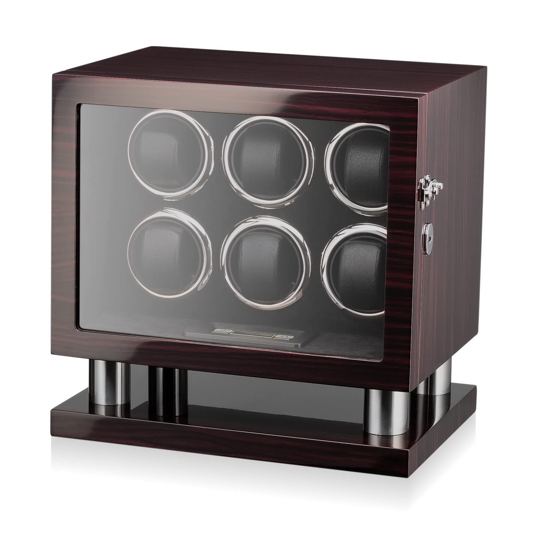 Premium 6-Watch Automatic Watch Winder with LED Backlight & LCD Display - Motor Stop Function for Automatic Watches - Perfect for Watch Collectors & Luxury Storage