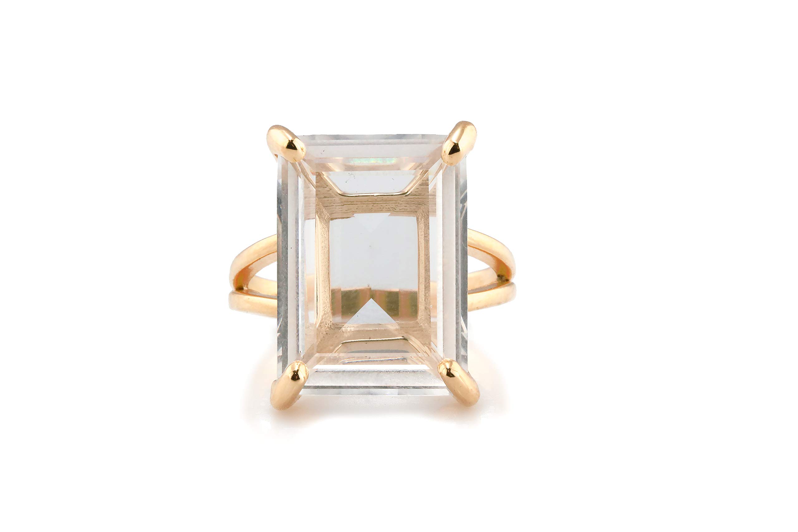 14K Rose Gold Clear Quartz Ring for Women - Natural Gemstone Engagement, Wedding & Anniversary Jewelry - Custom Fine Rings for Bridesmaid Gifts, Birthday & Christmas - Perfect for Everyday Wear, Date Nights & Special Occasions