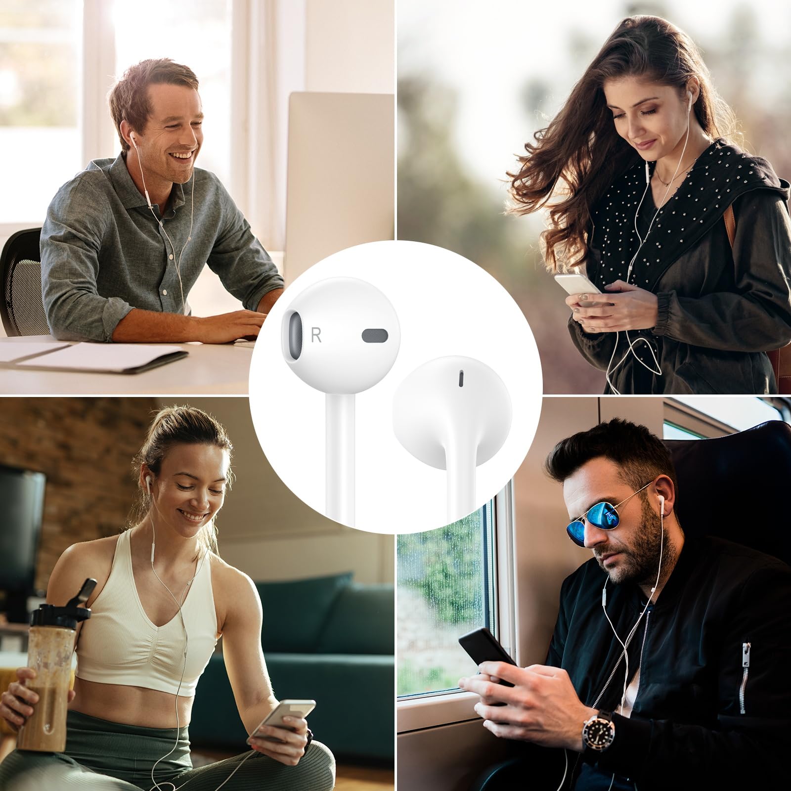 2 Pack MFi Certified Lightning Headphones for iPhone - Wired Earphones with Volume Control & Mic, Compatible with iPhone 14/13/12/11/SE/XR/XS/X/8/8Plus - Perfect for Gaming, Workouts & Commuting