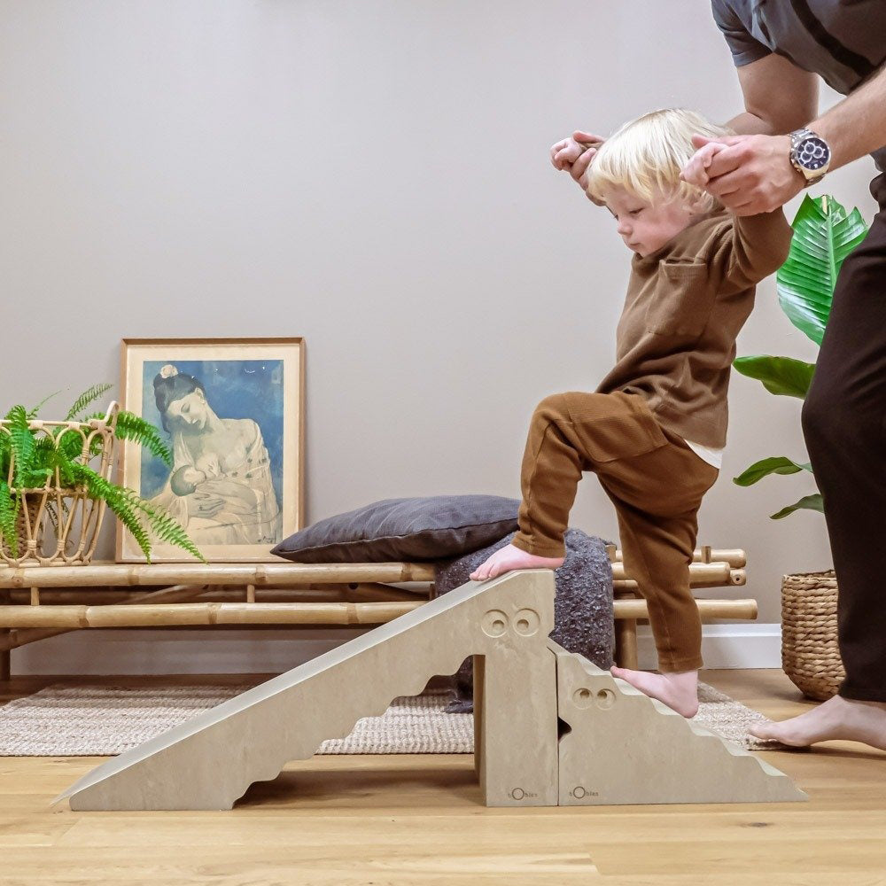 bObles Dino Marble Nature Walnut - Kids Wooden Balance Board for Indoor & Outdoor Play - Perfect for Playrooms, Classrooms, and Backyards
