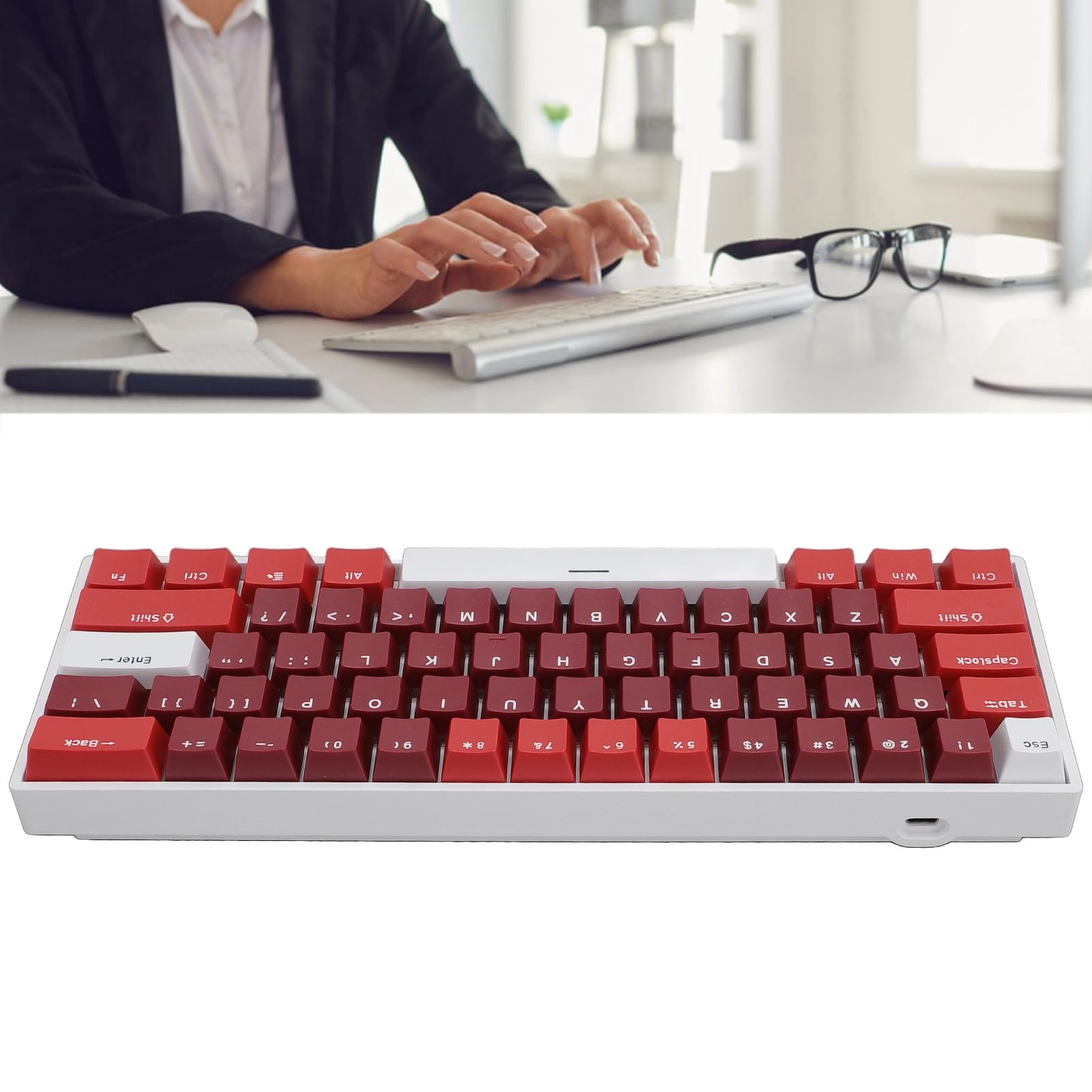 Tosuny 61-Key Wireless Mechanical Gaming Keyboard with RGB Backlit, Bluetooth/Wired Dual Mode, Red Switches, Anti-Ghosting - Compatible with Windows, Android, iOS - Perfect for Esports, Office Work & Mobile Gaming