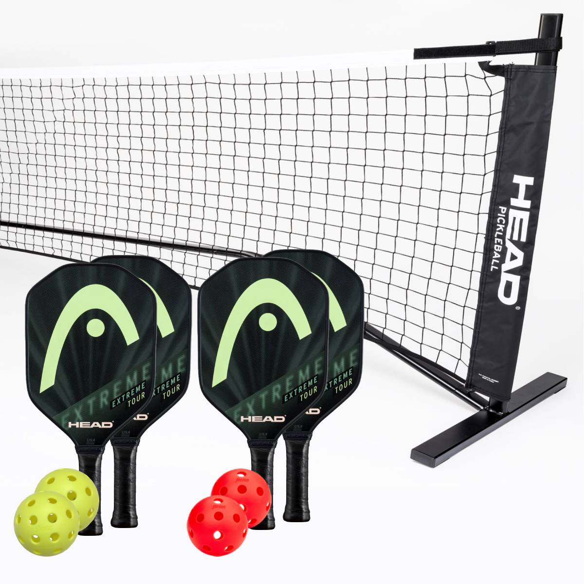 Head Extreme Tour 4 Paddle with Net - Premium Pickleball Set for Outdoor & Indoor Play | Perfect for Backyard, Court & Family Games