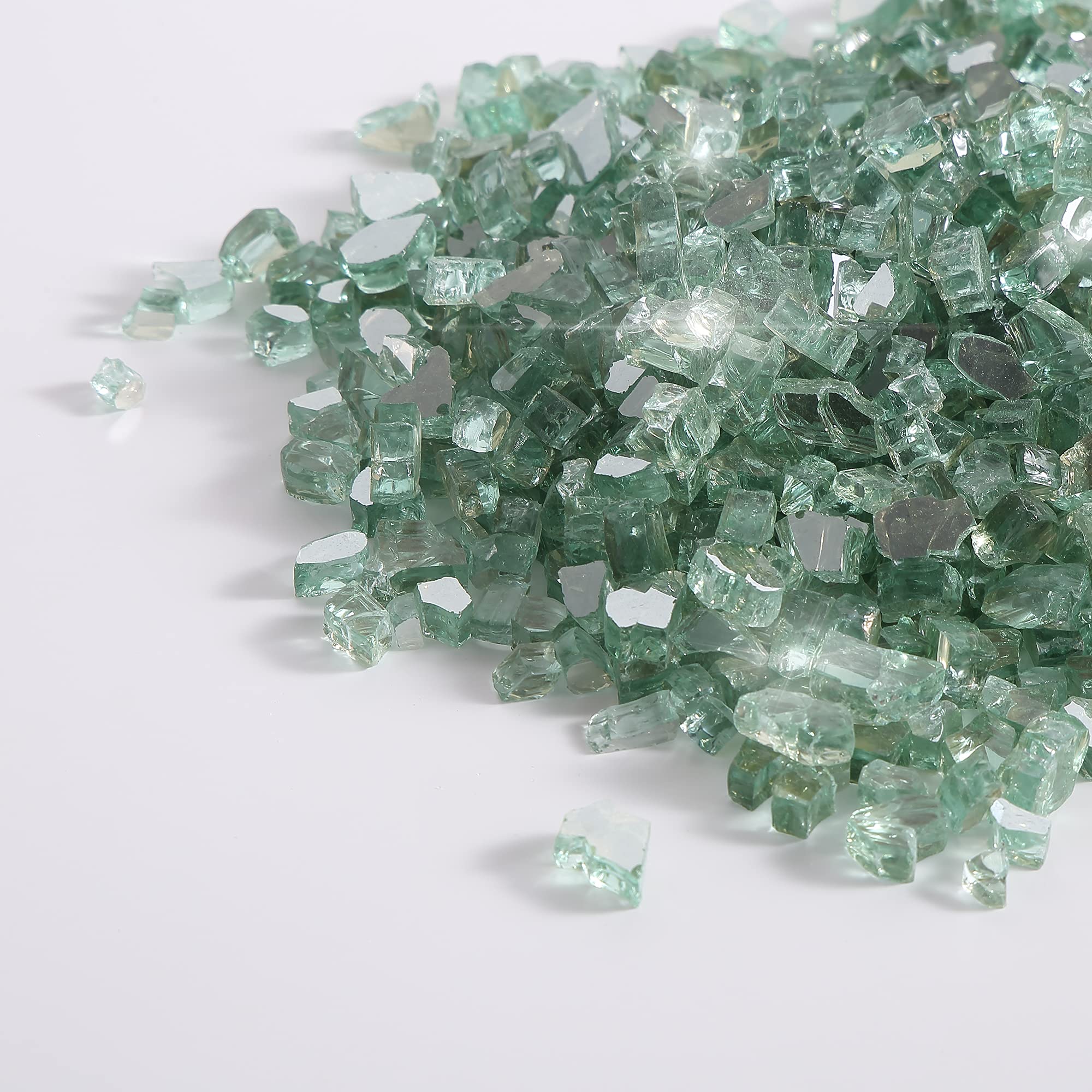 Empava 10 lbs. 1/4-inch Reflective Tempered Glass for Gas Fire Pit, Radiant Jade Green - Perfect for Outdoor Patio, Backyard, and Garden Decor