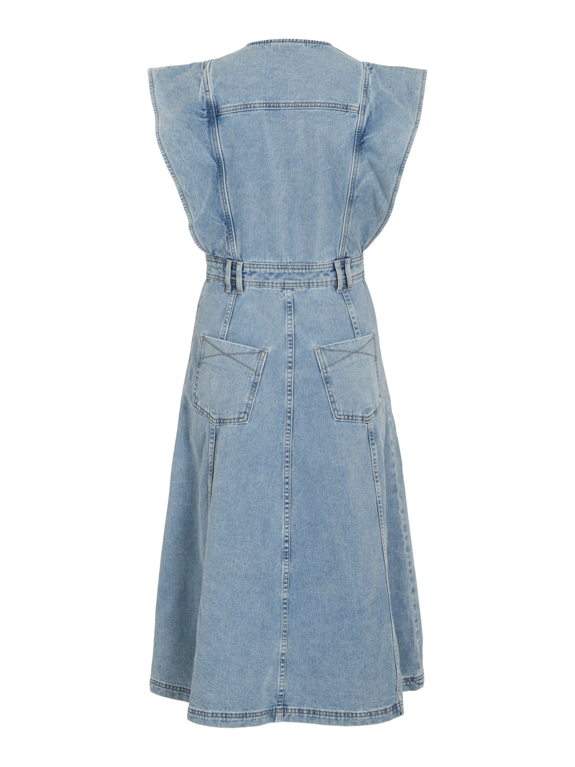 Marlin Midi Denim Dress for Women - Light Blue Washed Denim A-Line Skirt Dress - Perfect for Casual Outings, Date Nights & Summer Vacations