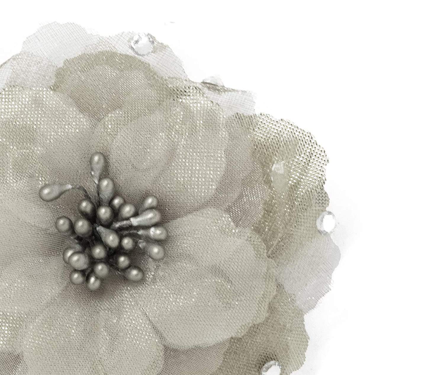 SIYAA Rose Flower Beads Hair Clips for Women & Girls - 2 Pack Cream Color Hair Accessories for Wedding, Party, and Everyday Wear
