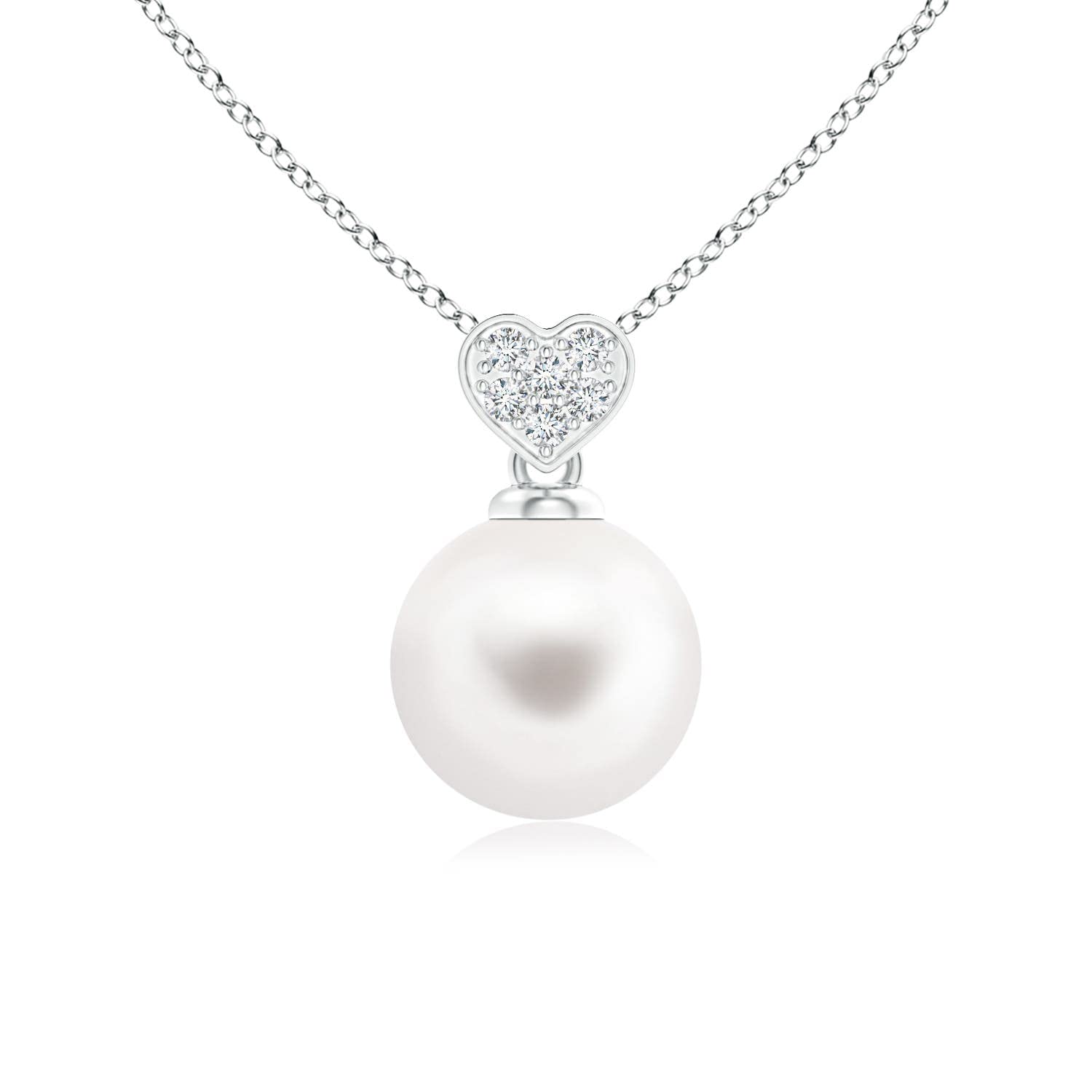 Angara Freshwater Cultured Pearl Pendant Necklace for Women - Sterling Silver & 14K Solid Gold | June Birthstone Jewelry, Birthday Gift, Anniversary Present, Wedding Jewelry | Perfect for Bridal, Formal Occasions & Everyday Elegance