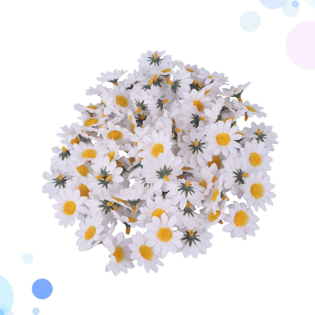FOMIYES 200pcs Artificial Daisy Flower Heads - DIY Fabric Floral Decorations for Wedding, Home, Cake, Crafts | Fake Chrysanthemum & Daisy Trims | White Handmade Fake Flowers for Arrangements