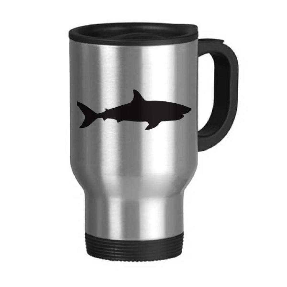 Docile Blue Ocean Shark Stainless Steel Travel Mug with Flip Lid - Insulated Thermos Cup for Car, Office & Outdoor Adventures