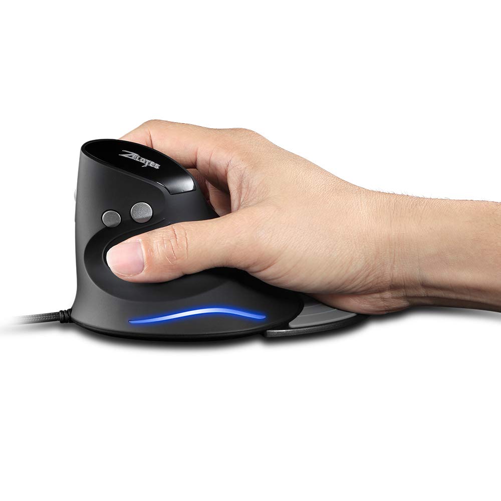 Zelotes Vertical Ergonomic Mouse - 3200 DPI Wired USB Optical Mouse with 6 Buttons, Carpal Tunnel Relief for PC, Laptop, Mac (Black) | Perfect for Office Work, Gaming & Long Computer Sessions