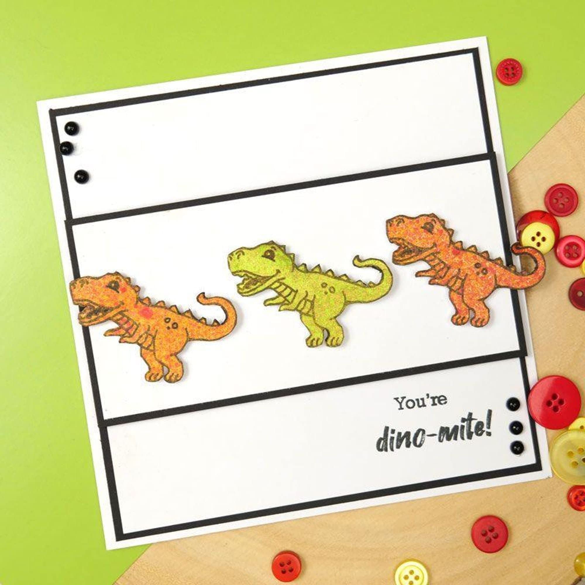 Dino-mite Rubber Stamps for Scrapbooking & Card Making - Perfect for DIY Crafts, Greeting Cards, and Paper Projects