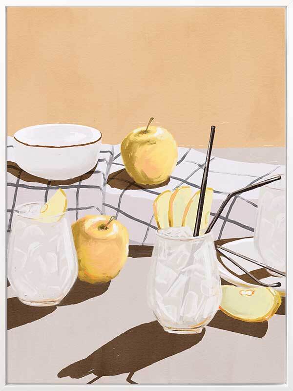 Premium Apple Juice Canvas Art Print - High-Quality Fruit Theme Wall Decor for Kitchen, Dining Room & Cafe - Perfect for Home & Office Decoration