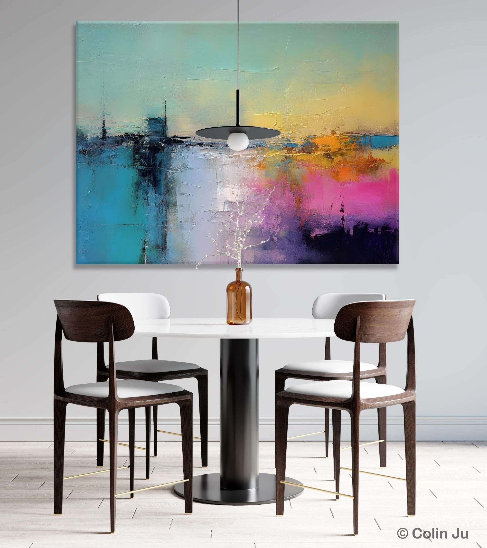 Hand Painted Original Abstract Landscape Canvas Wall Art - Modern Acrylic Painting for Bedroom Decor | Contemporary Home & Office Wall Decor