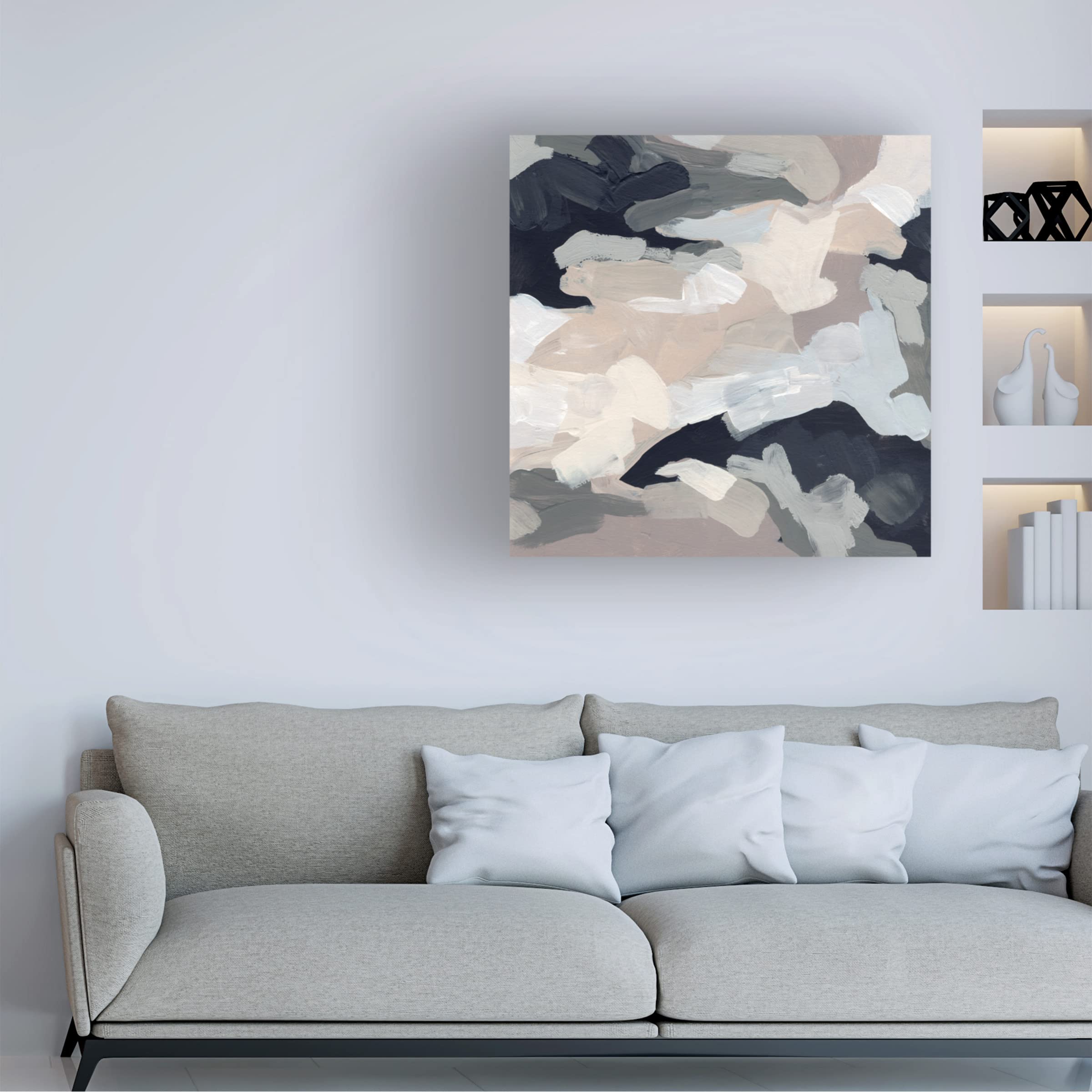 June Erica Vess 'Monochrome Currents I' Abstract Canvas Wall Art - Modern Home & Office Decor for Living Room, Bedroom or Workspace