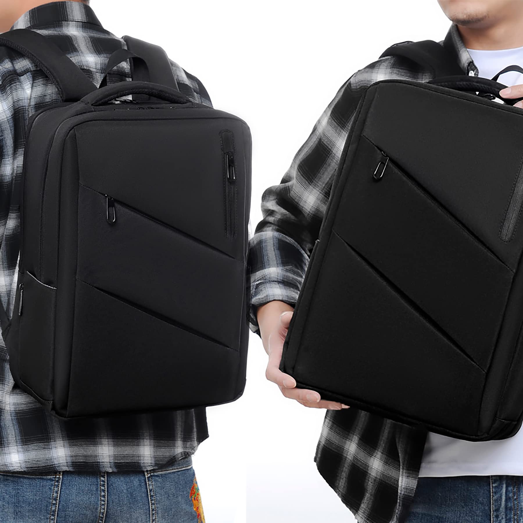 16 Inch Laptop Backpack with USB Charging Port - Waterproof Business Travel Backpack for Men & Women - Durable Laptop Bag for Work, College & Commuting (Black)