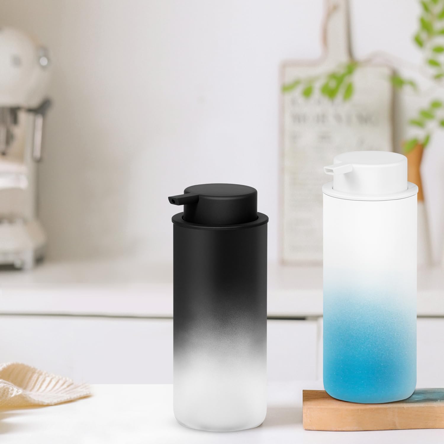 Premium Glass Soap Dispenser with Pump - 15.83oz Refillable Hand Soap Dispenser for Kitchen Countertop & Bathroom - Dish Soap & Lotion Dispenser Bottle in Elegant White - Perfect for Home, Office, and Restaurant Use