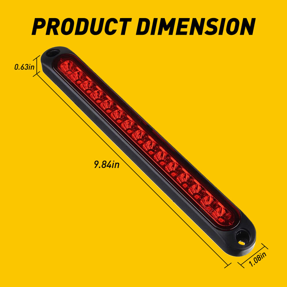 10 Inch 15 LED Brake Light Bar - Stop Turn Tail Lights Assembly for Trucks, Trailers, RVs (10-30V) - Waterproof & Durable for Off-Road, Towing & Night Driving