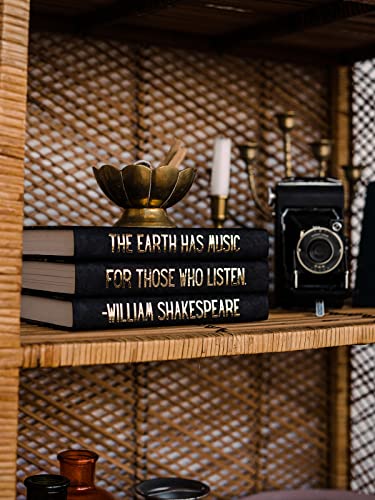 Shakespeare Quote Decorative Book Set - Custom Engraved Literary Gift for Book Lovers, Gold Foil Home Decor Book Stack - Perfect for Bookshelf Styling, Coffee Table Display & Literary Themed Gifts