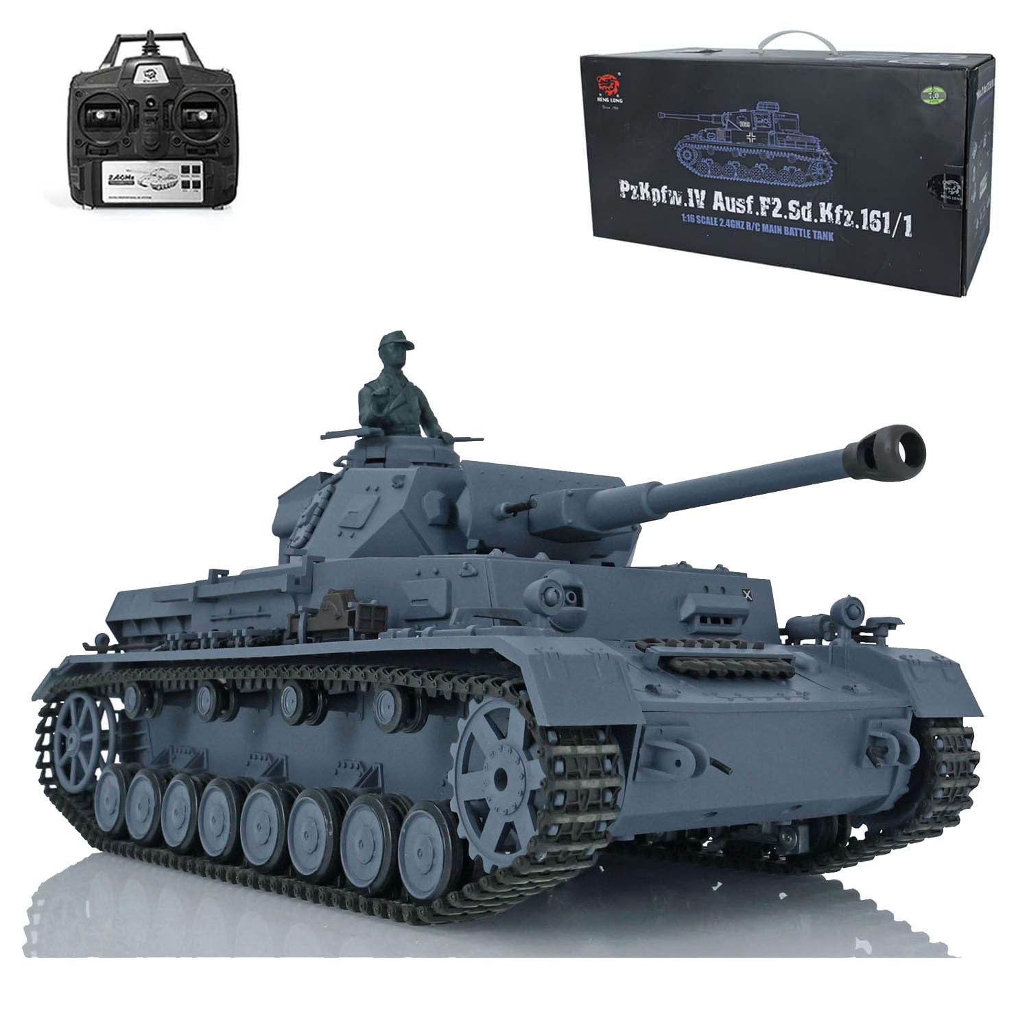 Heng Long 1/16 Scale 2.4GHz RC Tank - German Panzer IV F2 RTR Model with Infrared Combat, 340° Rotating Turret, Smoke Generator & BB Shooting | Ready-to-Run Airsoft Tank for Military Enthusiasts & Collectors | Perfect for Battle Simulation, Outdoor Play & Display