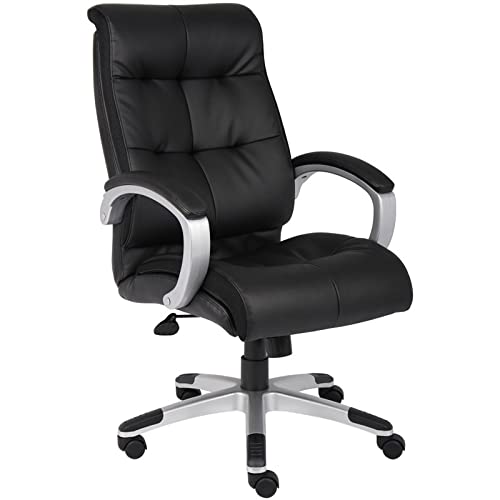 Premium Black High Back Leather Office Swivel Chair - Ergonomic Executive Desk Chair with Lumbar Support for Home & Business Workspaces