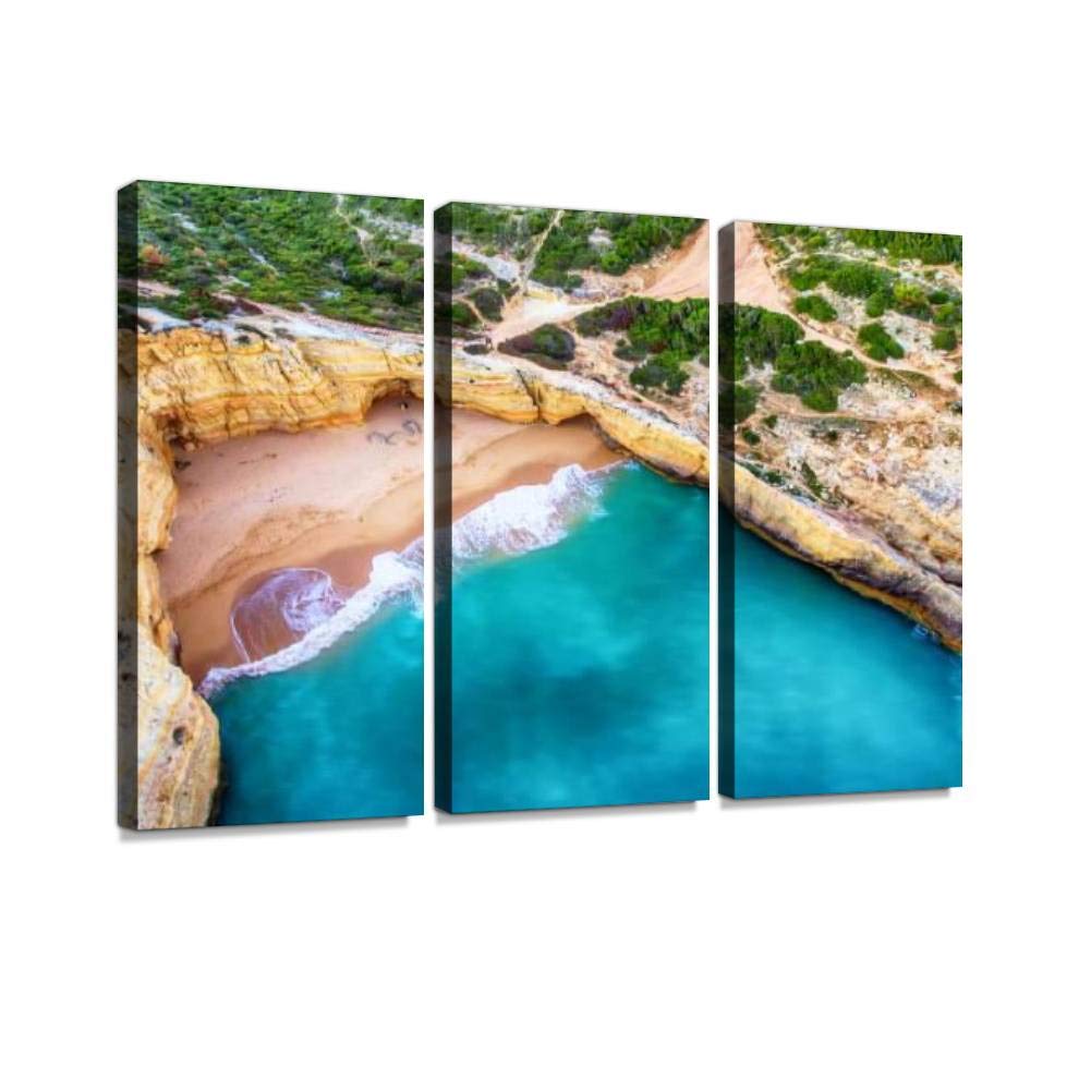 Algarve Portugal Aerial UAV Photo - Stormy Coast Canvas Wall Art for Living Room & Bedroom Decor