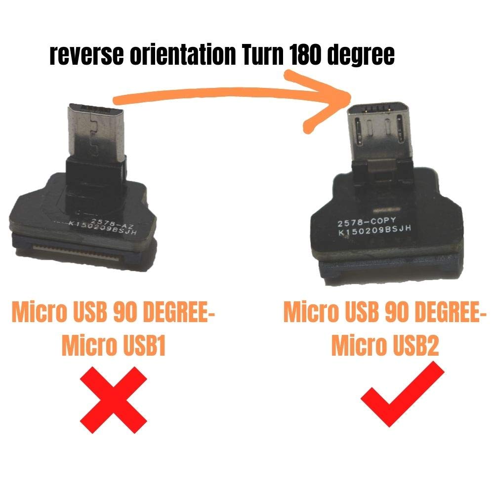 90° Angled Micro USB to USB A Cable - 40CM for Sync & Charging - Black