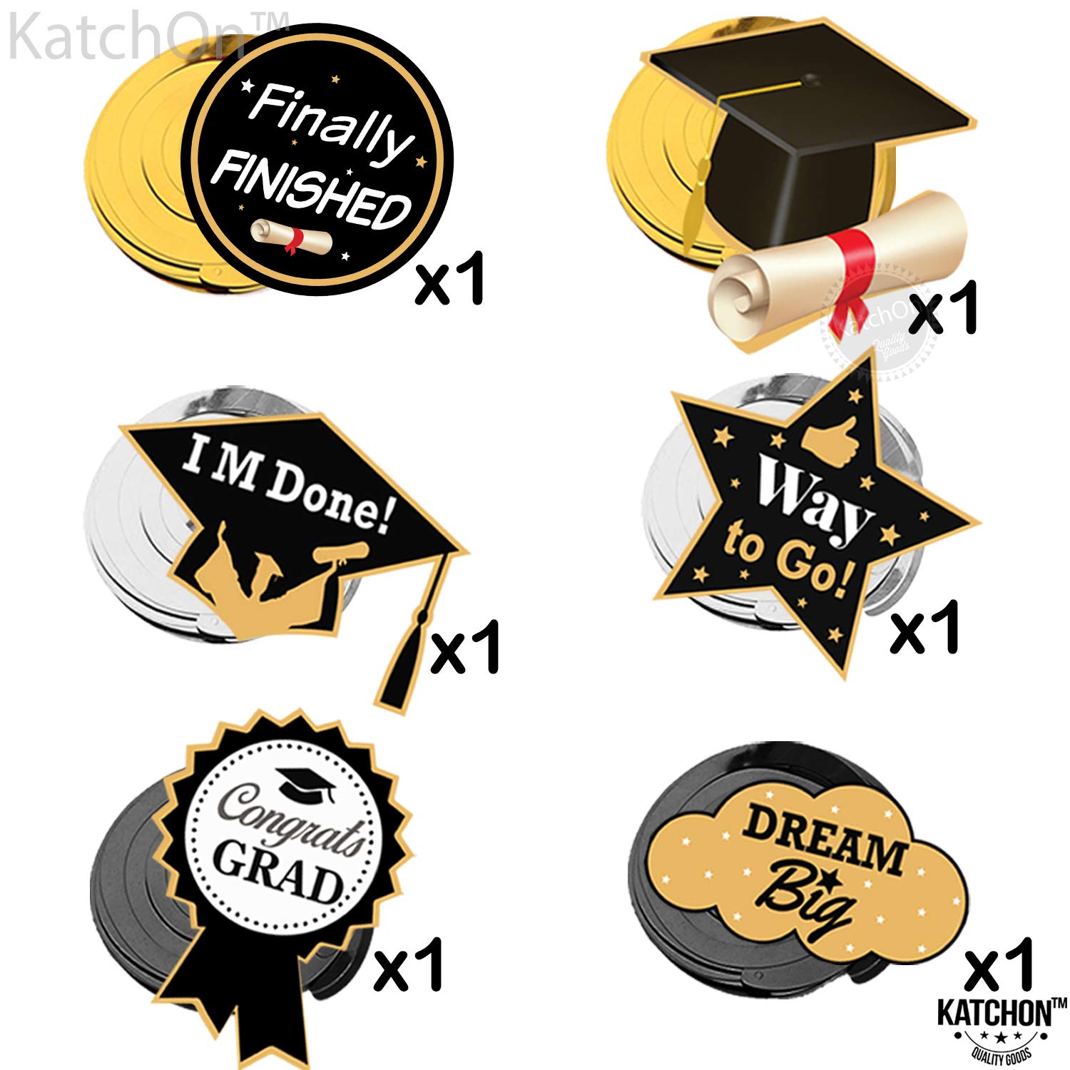 2025 Graduation Party Decorations Set - 34-Pack Black & Gold Grad Banner, Swirls & Pom Poms | 'We Are So Proud of You' Sign | Class of 2025 Celebration Supplies for High School & College Graduation Ceremony Decor