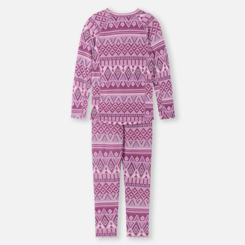 Reima Taitoa Girls Thermal Underwear Set - Grey & Pink Winter Base Layer for Cold Weather - Perfect for Skiing, Snowboarding & Outdoor Activities
