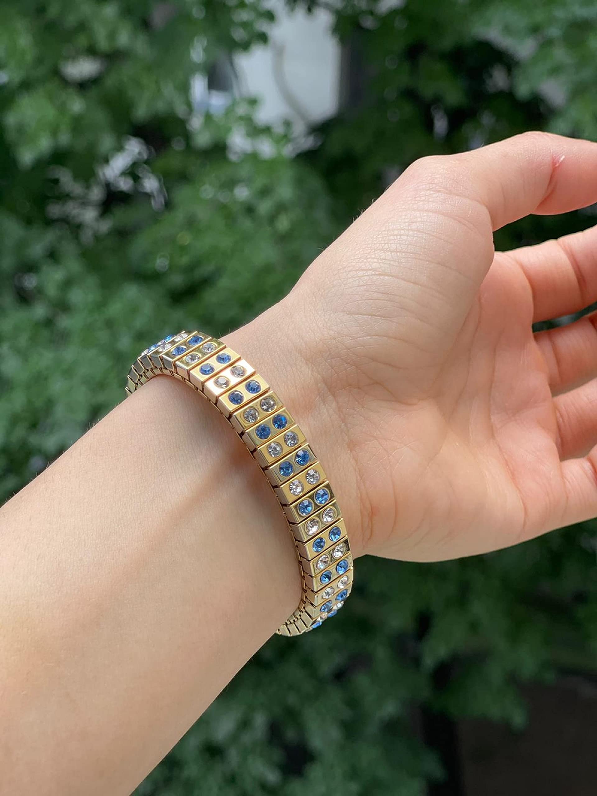 Luxury 24K Gold Handmade Austrian Crystal Sapphire Bracelet – Designer Jewelry for Women, Birthday, Anniversary & Graduation Gifts – Perfect for Daughter, Her Special Day & Elegant Occasions