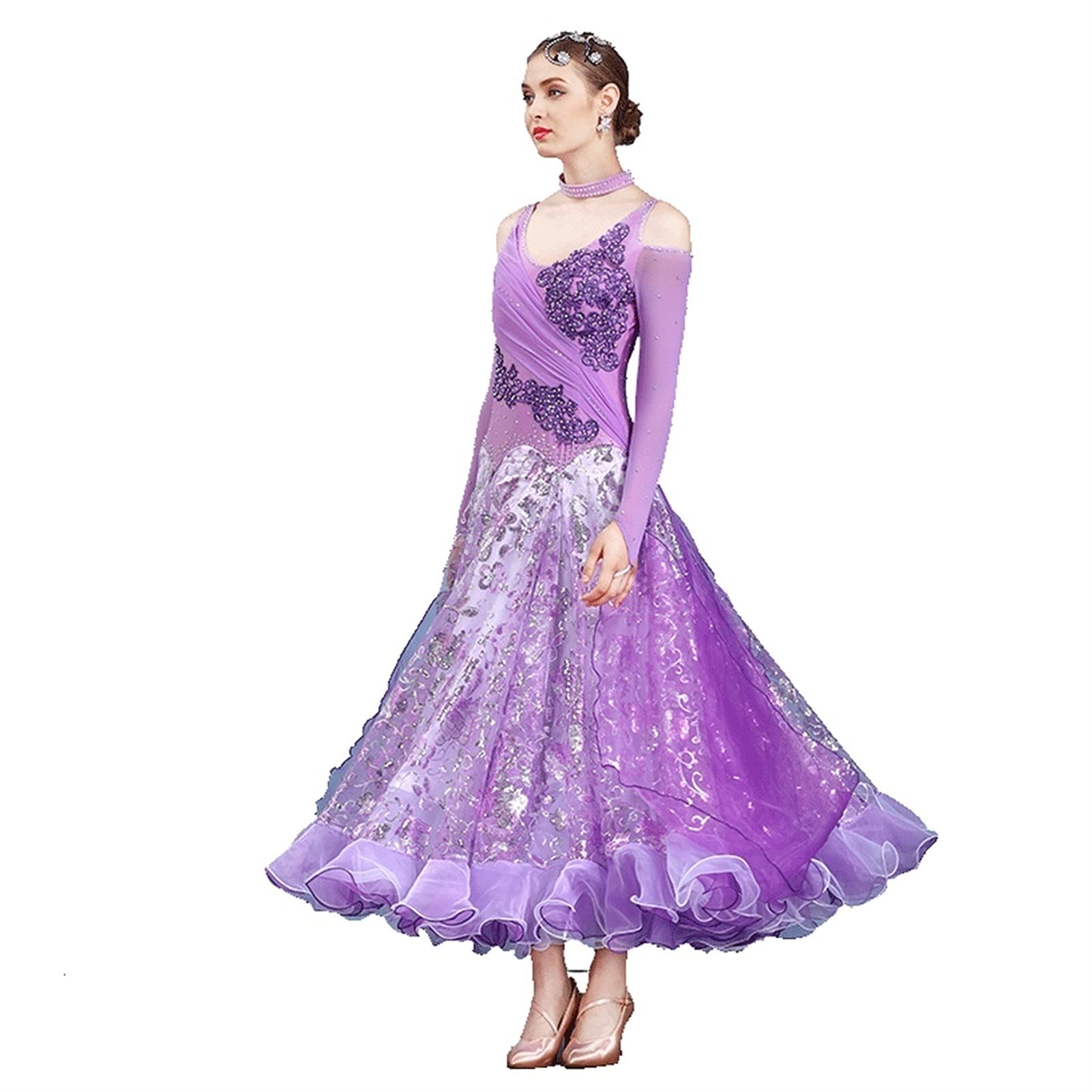 Modern Dance Skirt Waltz Ballroom Competition Costume for Adult Women - Perfect for National Standard Dance Events & Performances