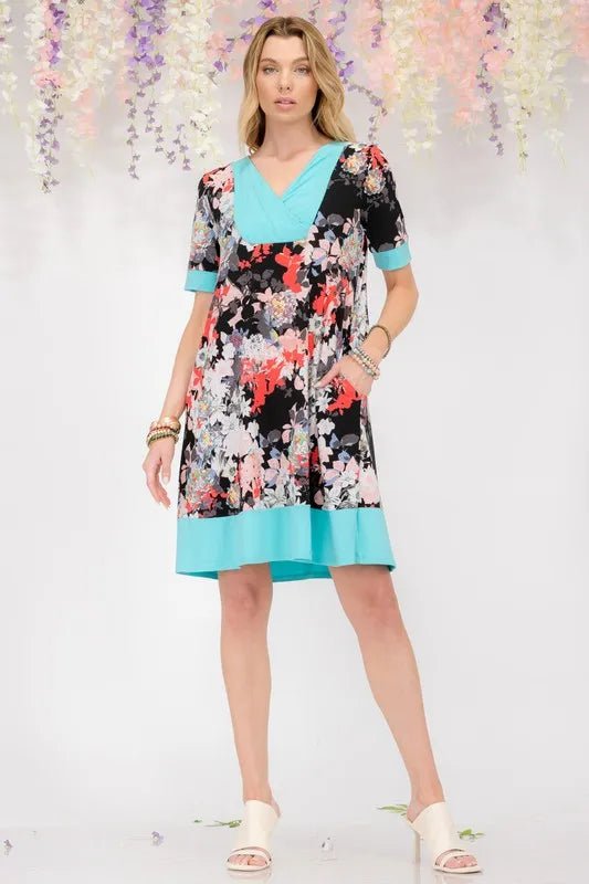 Celeste Floral Surplice Maxi Dress with Pockets - Plus Size Women's Summer Dress for Beach, Wedding & Special Occasions