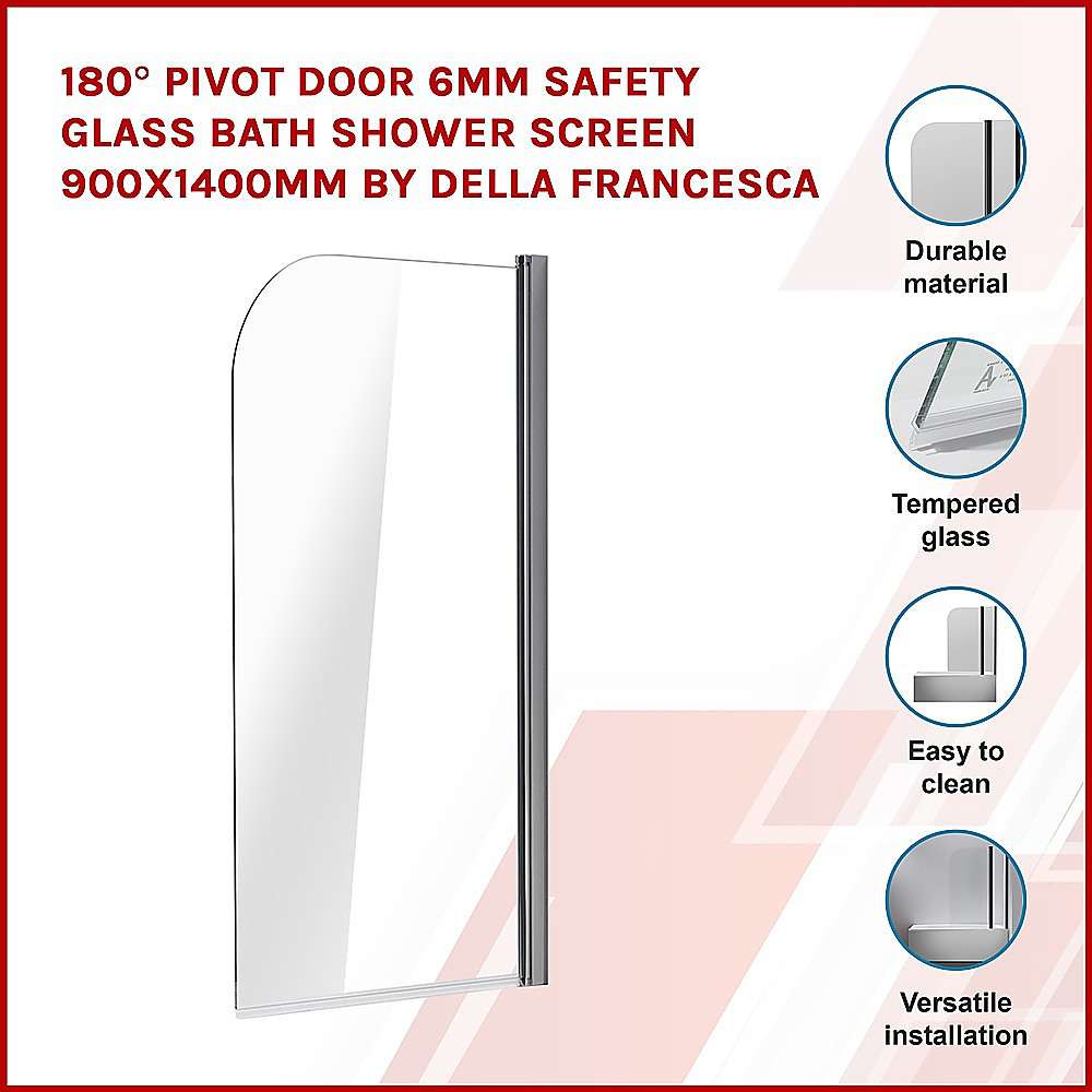 180 Degree Pivot Shower Door with 6mm Tempered Safety Glass - 35